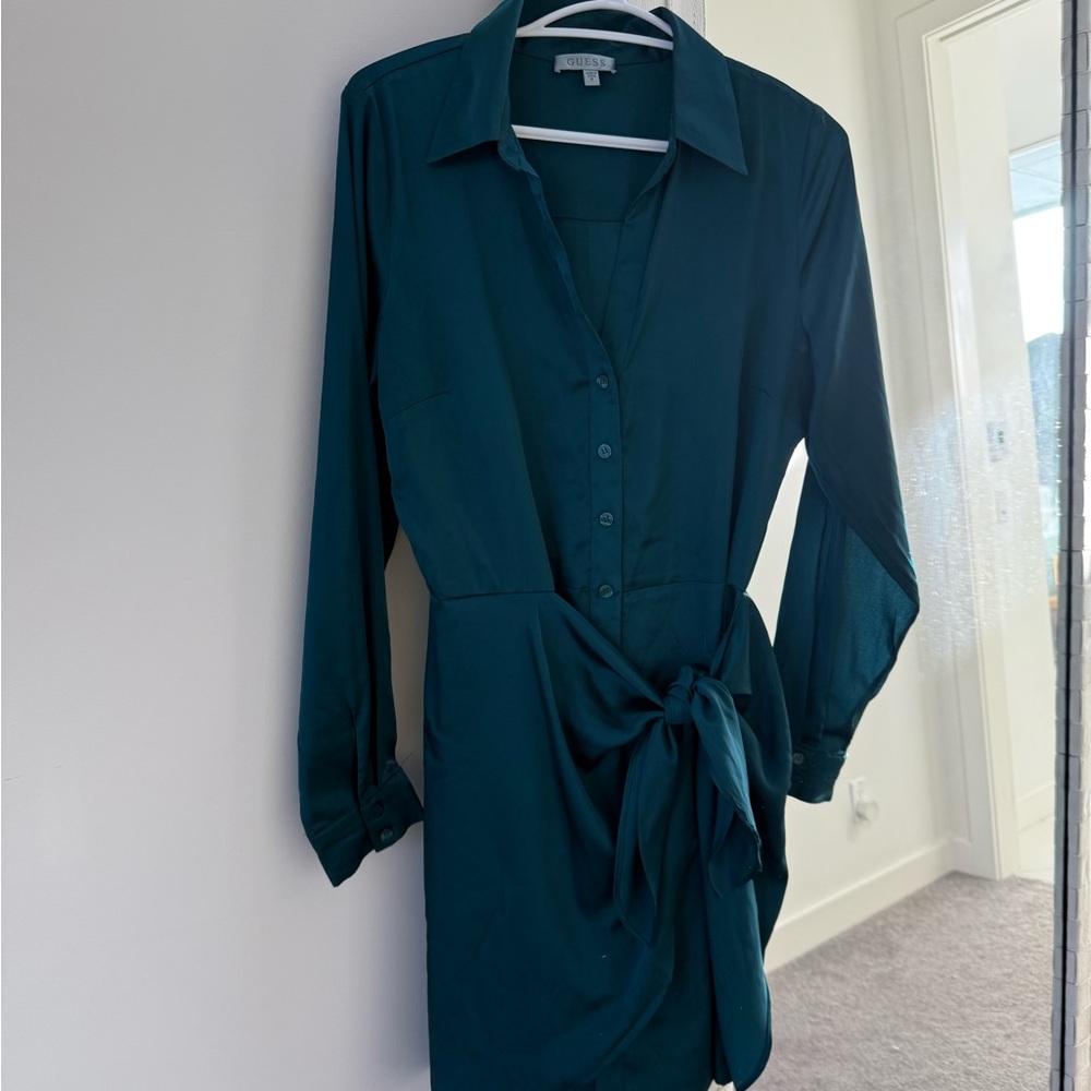 Elegant Teal Shirt Dress